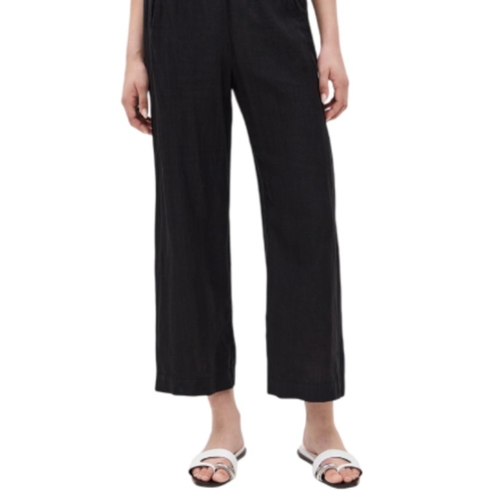 Enza Costa Black French Linen Trousers - M (2)